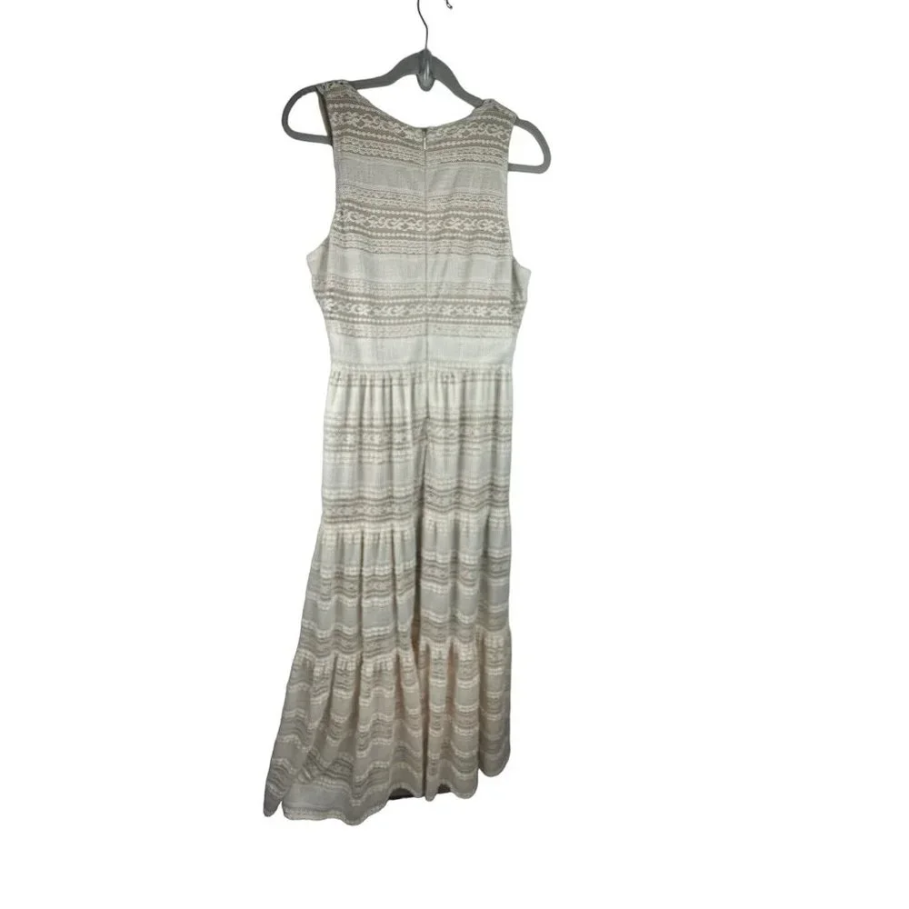 Eliza J Womens Lace Tiered Ivory Maxi Dress Boho Cottagecore Sz 12 - Picture 9 of 10
